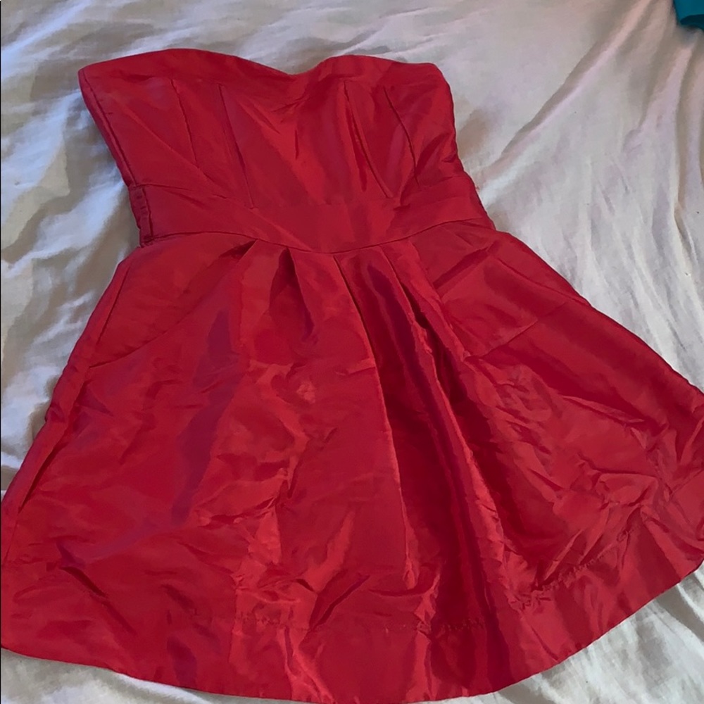 Short Red Prom/Homecoming Dress, Strapless Pockets